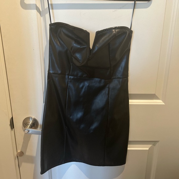 NWT - Black faux leather dress. - Picture 2 of 2
